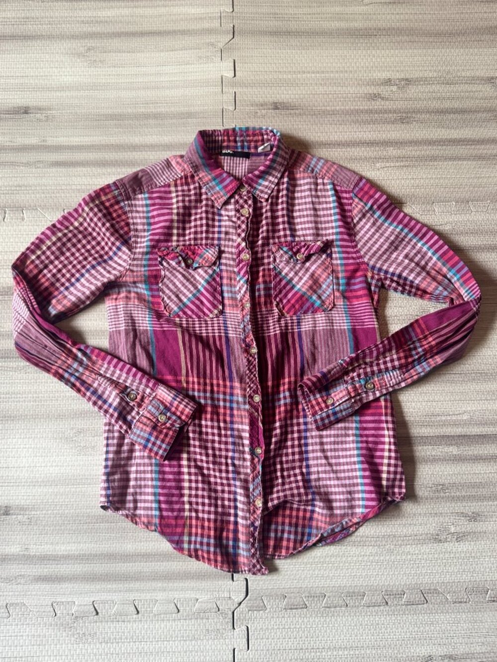 BDG Urban Outfitters Women's Purple Plaid Long Sleeve Button Up Shirt